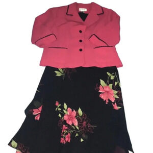 STUDIO 1 vintage lace trimmed blazer & floral tank tulip dress set NEW size 14